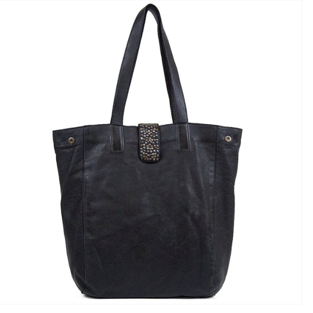 hand made in Amsterdam, gorgeous pebble grain leather tote bag Black leather NWT